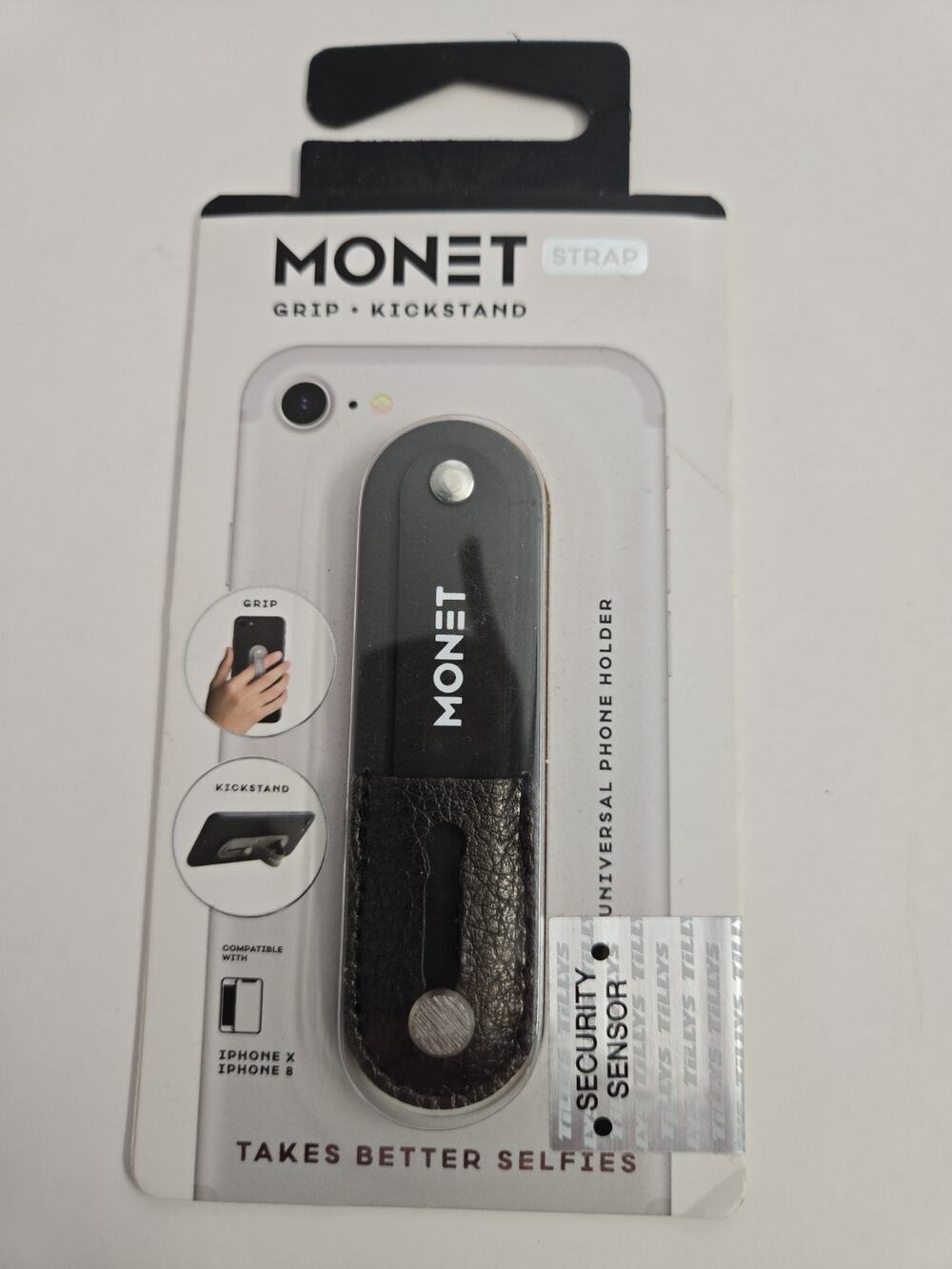 MONET Strap Phone Grip & Kickstand - Black One Size Universal Phone Holder NEW